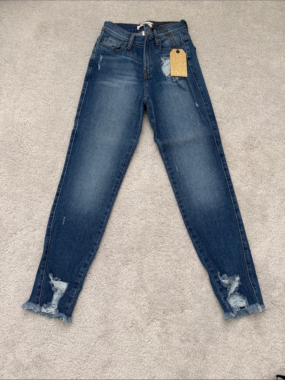 Vibrant Medium Blue Skinny Distressed Jeans
